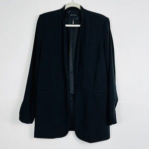 Robert Rodriguez Women Sz 12 Daphne Black Long Open Blazer Shoulder Pads Lined